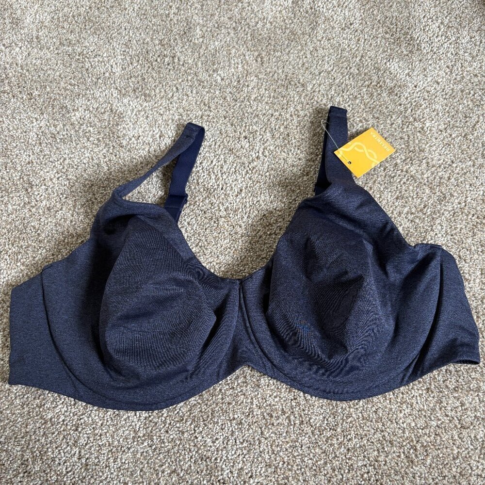 Delimira Minimizer Bra 46D Dark Blue Underwire Comfortable Sapphire Heather NWT